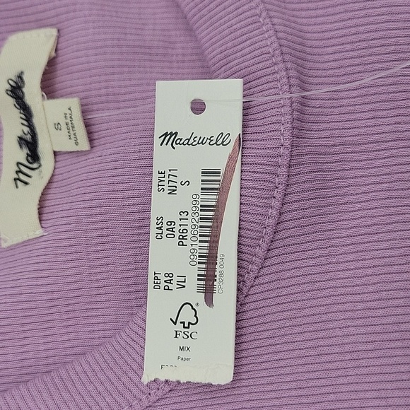 Madewell Supima® Rib '90s Tank in Vibrant Lilac size Small NWT NJ771 - Picture 9 of 13
